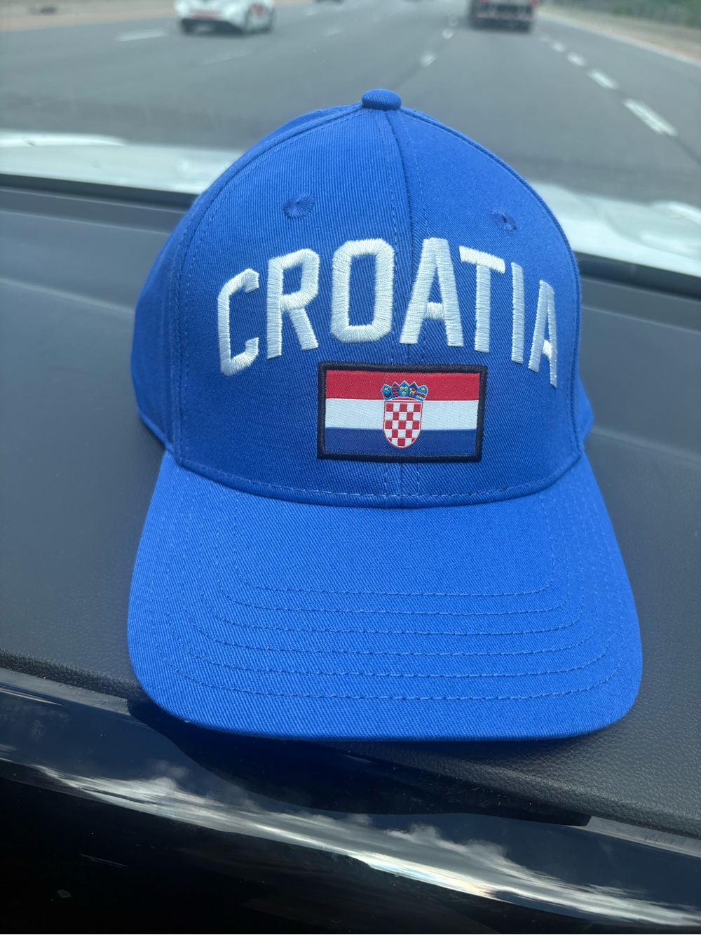 Blue Croatia Baseball Cap with Embroidered Crest